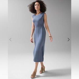 WHBM sleeveless smocked slub maxi dress